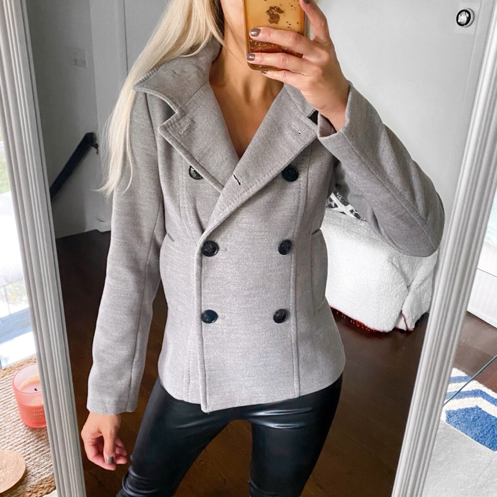 🩶 H&M GREY WOVEN STITCHED FALL JACKET!